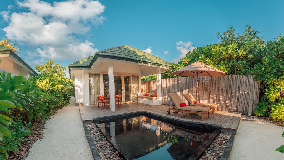 The beach villa with a private pool. The beach villa with a private pool.