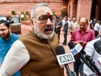 Union Minister Giriraj Singh at the Parliament Premises during the Monsoon Session, in New Delhi.(ANI)