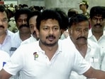 DMK leader and Tamil Nadu LoP Udhayanidhi Stalin speaks to media, in Tiruchirappalli on Tuesday.