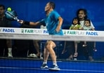 A padel player competes during a padel exhibition tournament in Banda Aceh on May 23, 2026.(AFP FILE)