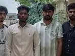 Pratik Shinde (left, in white t-shirt) and his accomplices were arrested on Monday