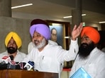 Punjab finance minister Harpal Singh Cheema interacting with mediapersons in the Vidhan Sabha on Monday. (Ravi Kumar/ HT)