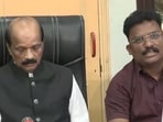 Chairman of the Shree Siddhivinayak Temple Trust, Sada Sarvankar and Trustee Rahul Tukaram Londhe. (ANI Screengrab/X)