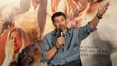 Patna, Bihar, India -Aug.02, 2026: Bollywood actor Sunny Deol narrating about his movie 'Batwara 1947' during a press conference at Inox, City Centre Mall in Patna, Bihar, India, Sunday,Aug,02, 2026. (Photo by Santosh Kumar/ Hindustan Times)