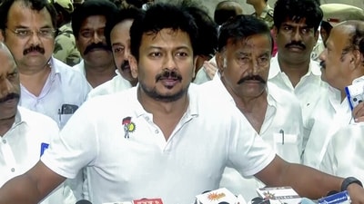 DMK leader and Tamil Nadu LoP Udhayanidhi Stalin speaks to media, in Tiruchirappalli on Tuesday. (ANI )