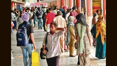 Commuters at the ISBT in Ludhiana on Tuesday. (HT Photo)