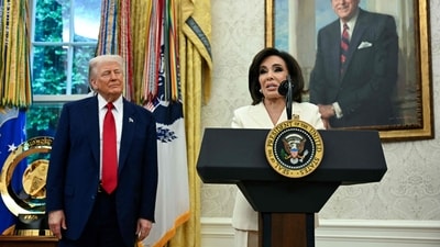 Donald Trump accused Jeanine Pirro of improperly managing the trial of former Olympic canoeist David Hearn in a Monday speech from the Oval Office. (Photo by Jim WATSON / AFP) (AFP) Donald Trump accused Jeanine Pirro of improperly managing the trial of former Olympic canoeist David Hearn in a Monday speech from the Oval Office. (Photo by Jim WATSON / AFP) (AFP)