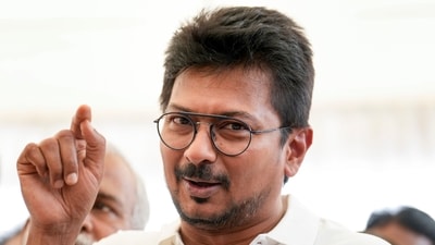 Chennai: Tamil Nadu Assembly LoP and DMK MLA Udhayanidhi Stalin speaks to the media as the party leaders stage a walkout during the state Legislative Assembly session, in Chennai, Tuesday, June 23, 2026. (PTI Photo/R Senthilkumar)(PTI06_23_2026_000103A) (PTI)