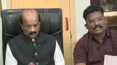 Chairman of the Shree Siddhivinayak Temple Trust, Sada Sarvankar and Trustee Rahul Tukaram Londhe. (ANI Screengrab/X) Chairman of the Shree Siddhivinayak Temple Trust, Sada Sarvankar and Trustee Rahul Tukaram Londhe. (ANI Screengrab/X)