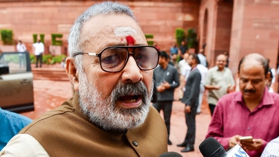 Union Minister Giriraj Singh at the Parliament Premises during the Monsoon Session, in New Delhi.