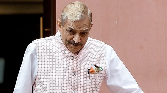 Congress MP Pramod Tiwari at the Parliament premises during the ongoing Monsoon Session, in New Delhi on Friday.