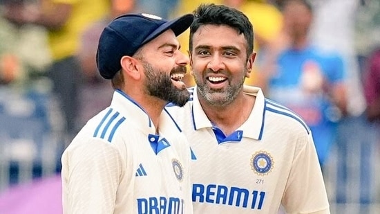 Virat Kohli and Ravichandran Ashwin for India in Test cricket.