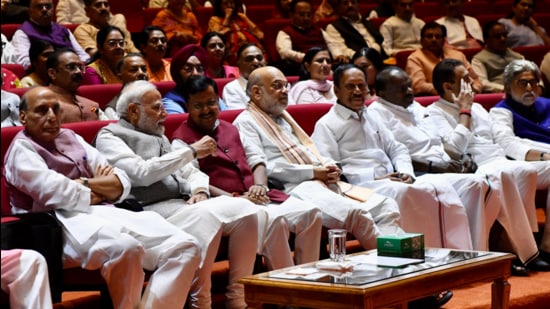 Prime Minister Narendra Modi at the meeting of the ruling BJP-led NDA lawmakers. (ANI)