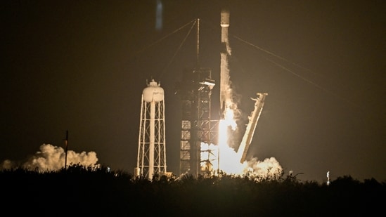 A SpaceX Falcon 9 rocket launches carrying Firefly Aerospace's Blue Ghost lunar lander as the primary payload and Japan-based ispace's Resilience lander as a secondary payload, from Kennedy Space Center in Cape Canaveral, Florida.(REUTERS)