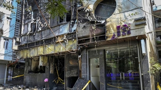 In a report submitted to the SC, the three-member panel cited the recent Hauz Rani hotel fire that killed 23 people as evidence of years of unchecked illegal construction and weak enforcement by civic agencies. (RAJ K RAJ /HT)