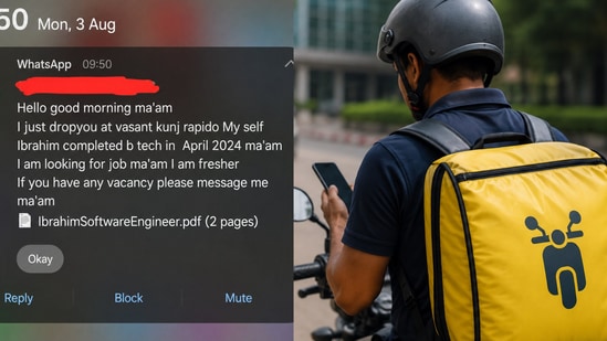 Rapido rider's job request to a passenger has gone viral online.