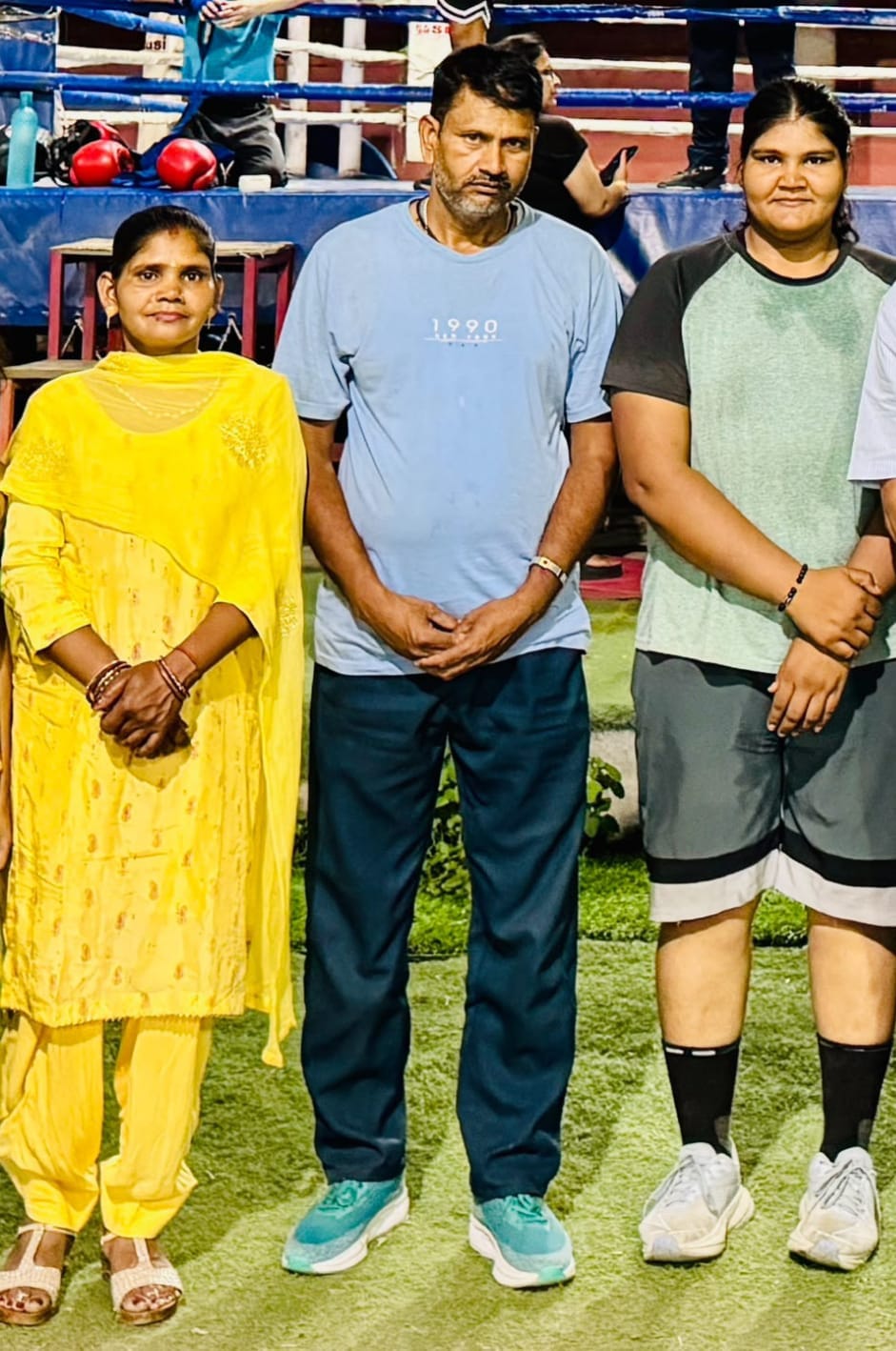 Priyanka Verma (R) with her parents. (HT) Priyanka Verma (R) with her parents. (HT)