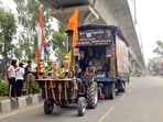 Gram it: As Sawan continues, some kanwar yatris are carrying the holy Ganga water in elaborate kanwars from Haridwar to Delhi. Take for instance this unique kanwar spotted along the Delhi-Meerut Road in Muradnagar, which featured trophies and medals with a giant Lord Shiva idol. (Photo: Sakib Ali/HT)