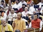 Chief minister Yogi Adityanath in the UP assembly on Tuesday. (PTI PHOTO)