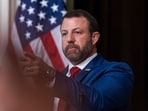 Markwayne Mullin, secretary of the US Department of Homeland Security (DHS), during a news conference in the Eisenhower Executive Office Building in Washington DC.