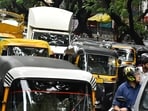 Rising CNG prices, higher maintenance, expensive spare parts, insurance premiums and overall inflation are being seen as major reason as autorickshaw unions' demand for a fare revision. (HT Photos)