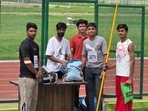 MDAA volunteers checking bags of athletes during a district meet in Meerut. (SOURCED)