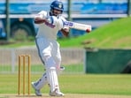 Sai Sudharsan plays a shot on the opening day of the unofficial Test series between India A and Sri Lanka A. Sai Sudharsan plays a shot on the opening day of the unofficial Test series between India A and Sri Lanka A.