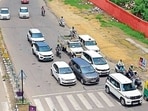 The road portion that has been awaiting construction near Bharat Nagar Chowk. (GURPREET SINGH/HT)