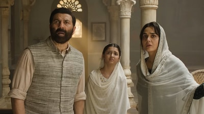 Sunny Deol and Preity Zinta in a still from Batwara 1947. Sunny Deol and Preity Zinta in a still from Batwara 1947.
