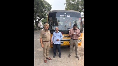 During the drive, several vehicles were challaned for violating provisions of the Safe School Vahan Policy and the Motor Vehicles Act. (HT Photo)