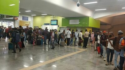 Several passengers alleged that the delay was compounded by the behaviour of some of the security personnel. (HT) Several passengers alleged that the delay was compounded by the behaviour of some of the security personnel. (HT)