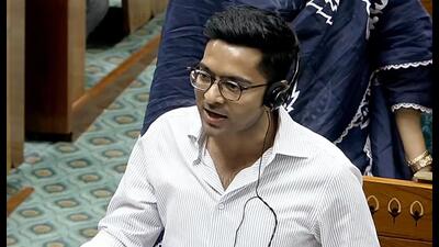 The Bidhannagar police commissionerate registered a first information report (FIR) on May 15 against Banerjee for his campaign speeches. (Sansad TV/ANI Video Grab) The Bidhannagar police commissionerate registered a first information report (FIR) on May 15 against Banerjee for his campaign speeches. (Sansad TV/ANI Video Grab)
