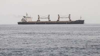 A commercial vessel passes through an international shipping lane off Yemen's Hanish Island in the Red Sea. (AFP/Representational Image) A commercial vessel passes through an international shipping lane off Yemen's Hanish Island in the Red Sea. (AFP/Representational Image)