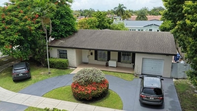 In an aerial view, the home where Perez Hilton was found after he appeared to harm himself during a TikTok livestream on August 5. (Getty Images via AFP)