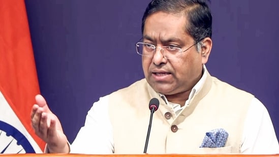 New Delhi, Aug 04 (ANI): Ministry of External Affairs (MEA) Spokesperson Randhir Jaiswal addresses a press briefing, in New Delhi on Tuesday. (ANI Video Grab)