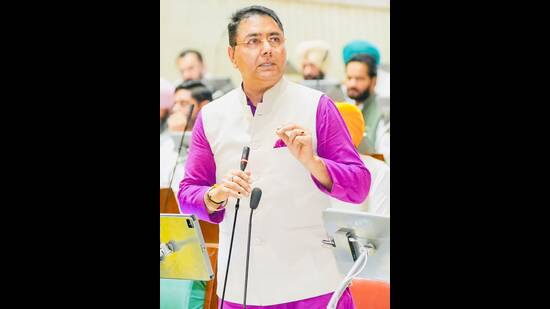 Industries and commerce minister Aman Arora, who was speaking in the absence of chief minister Bhagwant Mann, defended the government’s employment record. (HT Photo)