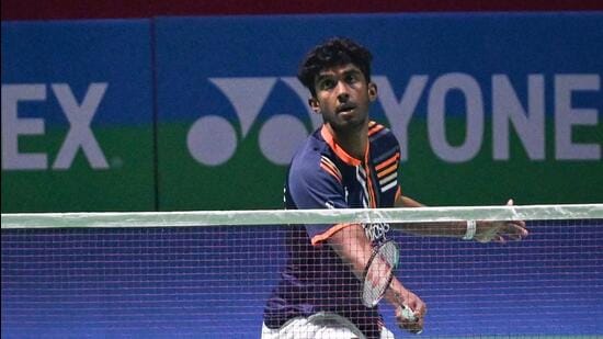 New Delhi, India – January 13, 2026: Ayush Shetty from India plays against Lakshya Sen from India, during the men's doubles match in the Yonex Sunrise India Open 2026 at Indira Gandhi Sports Complex in New Delhi, India, on Tuesday, January 13, 2026. (Photo by Sanchit Khanna/ Hindustan Times) (Hindustan Times)