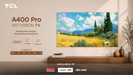 TCL launches A400 Pro NXTVISION TV in India, featuring a modern design and advanced display technology with sizes from 55 to 75 inches.