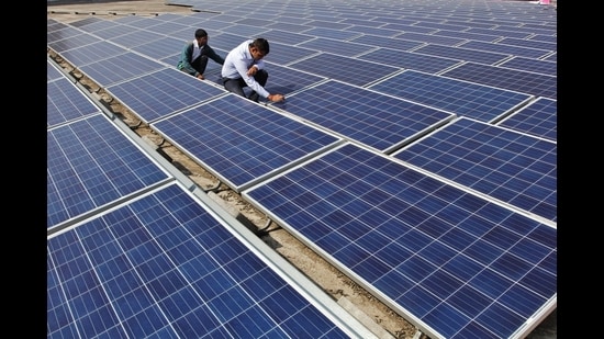 The PM Surya Ghar: Muft Bijli Yojana was launched in February 2024 to promote residential rooftop solar systems by offering upfront subsidies to households. (HT File)