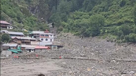 The mudslide struck Dharali on August 5 last year, triggering flash floods that swept through the village. (HT picture)