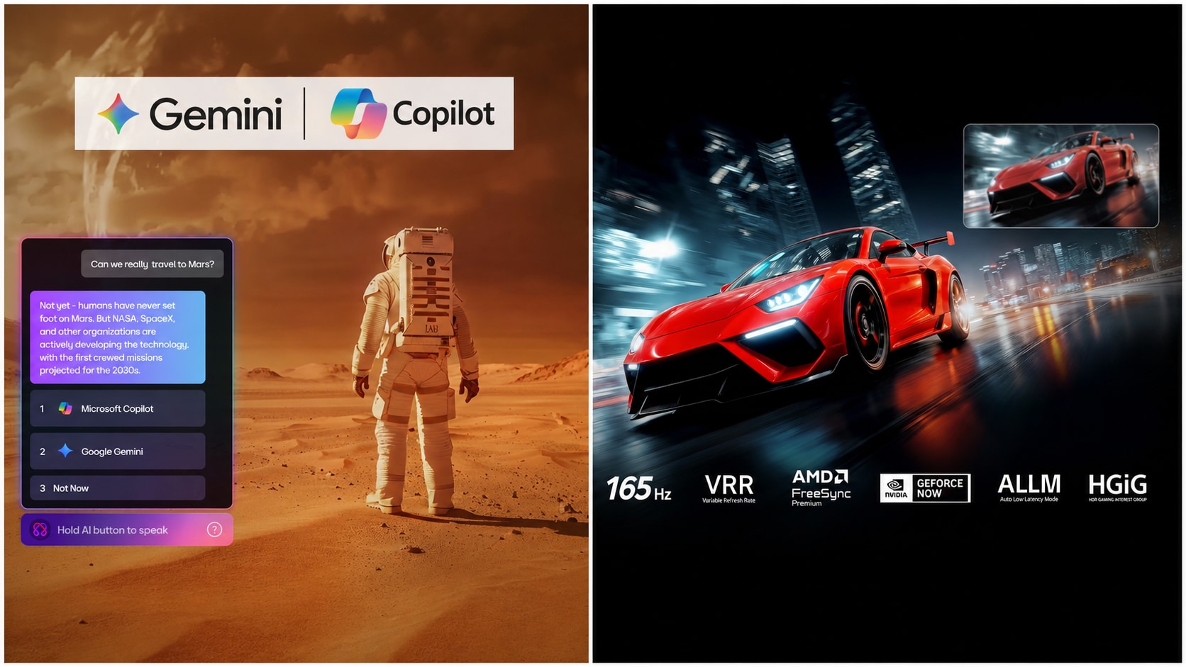The televisions also integrate Google Gemini and Microsoft Copilot, allowing users to search for information. (LG)