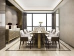 The long eight-seater dining table is no longer in demand.