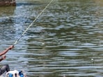 New Delhi, Jul 23 (ANI): A fisherman is fishing at Wazirabad's Yamuna River, in New Delhi on Wednesday. (ANI Photo)