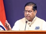 Ministry of External Affairs (MEA) Spokesperson Randhir Jaiswal addresses a press briefing, in New Delhi.