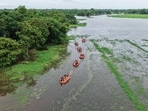 An aerial view of a rescue operation in flood affected areas of Assam. (X)