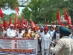 Baldev Singh Noorpoori, a labour union activist, said,“The labourer unions were promised a meeting with the chief minister five times over the past four years, but none took place.” (HT Photo)