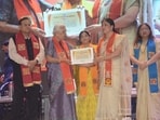 Governor Anandiben Patel at the 45th Convocation of Deen Dayal Upadhyaya Gorakhpur University on Thursday. (HT)