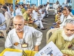 Hundreds of auto-rickshaw and taxi drivers flocked to a modest community hall in Saki Naka on Wednesday to take a Marathi language proficiency test. (Satish Bate/Hindustan Times)