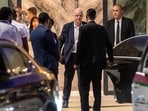 FIFA president Gianni Infantino leaves after attending a Women AFCON 2026 soccer match between Malawi and Zambia, in Rabat