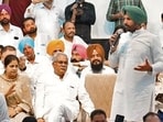 Punjab Congress president Amarinder Singh Raja Warring addressing a ‘Har Booth Congress Mazboot’ programme in Moga on Wednesday. (HT Photo)